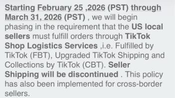 TikTok Shop Tightens Logistics Rules for U.S. Sellers — Seller Shipping Phased Out in 2026